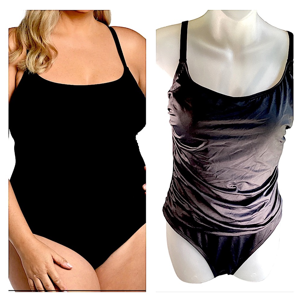La Blanca Island Goddess Black One Piece. B12